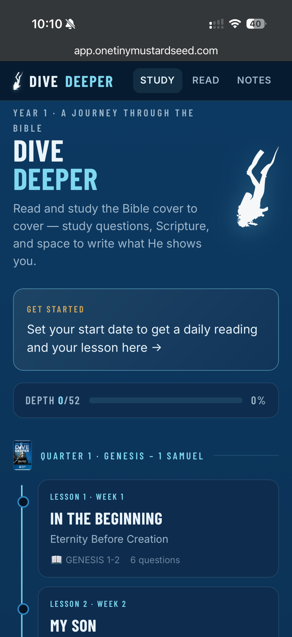 Study questions in the Deeper app